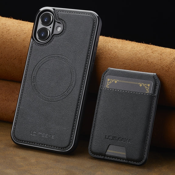 For iPhone 16 Plus LC.IMEEKE L3 Series Detachable RFID Card Bag Magsafe Phone Case(Black)