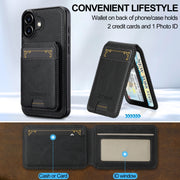 For iPhone 16 Plus LC.IMEEKE L3 Series Detachable RFID Card Bag Magsafe Phone Case(Black)