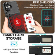 For iPhone 16 Plus LC.IMEEKE L3 Series Detachable RFID Card Bag Magsafe Phone Case(Black)