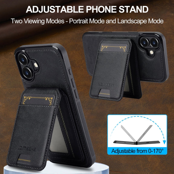 For iPhone 16 Plus LC.IMEEKE L3 Series Detachable RFID Card Bag Magsafe Phone Case(Black)