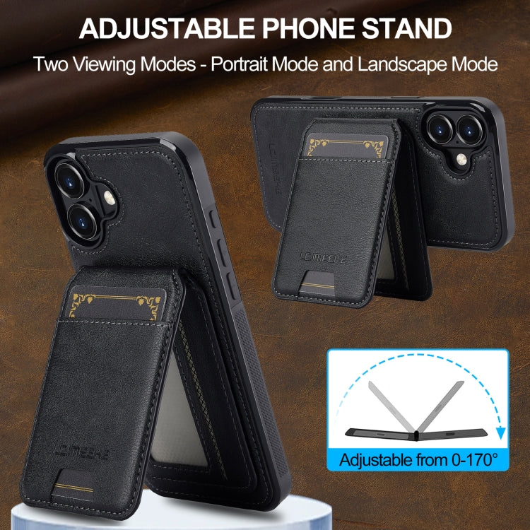 For iPhone 16 Plus LC.IMEEKE L3 Series Detachable RFID Card Bag Magsafe Phone Case(Black)