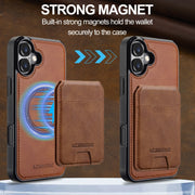 For iPhone 16 Plus LC.IMEEKE L3 Series Detachable RFID Card Bag Magsafe Phone Case(Brown)