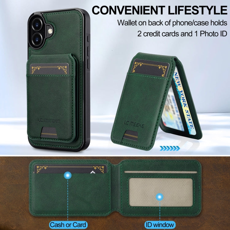 For iPhone 16 Plus LC.IMEEKE L3 Series Detachable RFID Card Bag Magsafe Phone Case(Green)