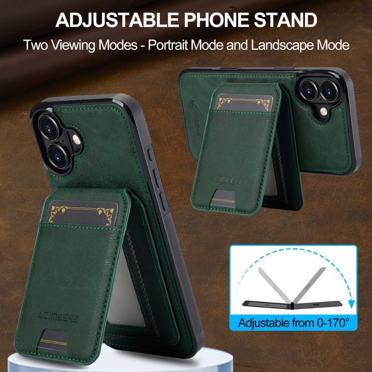For iPhone 16 Plus LC.IMEEKE L3 Series Detachable RFID Card Bag Magsafe Phone Case(Green)