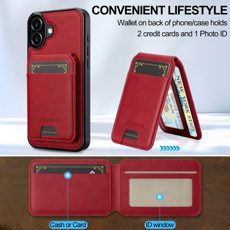 For iPhone 16 Plus LC.IMEEKE L3 Series Detachable RFID Card Bag Magsafe Phone Case(Red)
