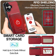 For iPhone 16 Plus LC.IMEEKE L3 Series Detachable RFID Card Bag Magsafe Phone Case(Red)