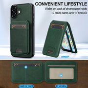 For iPhone 16 LC.IMEEKE L3 Series Detachable RFID Card Bag Magsafe Phone Case(Green)