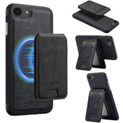 For iPhone SE 2024 LC.IMEEKE L3 Series Detachable RFID Card Bag Magsafe Phone Case(Black)
