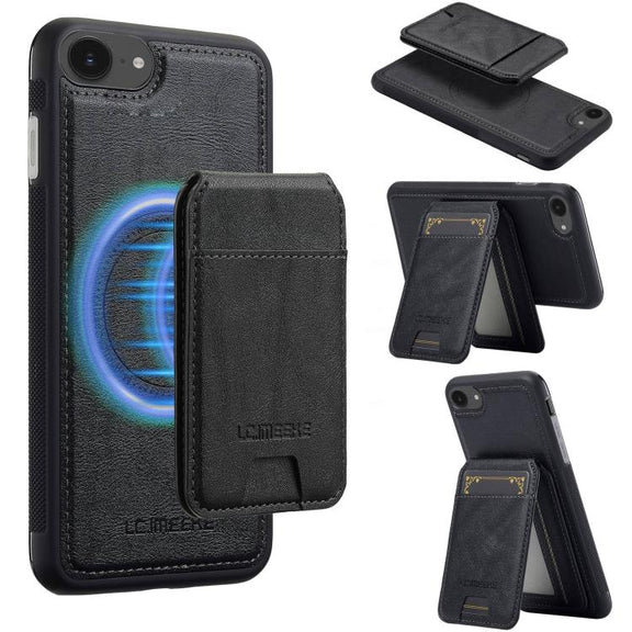 For iPhone SE 2024 LC.IMEEKE L3 Series Detachable RFID Card Bag Magsafe Phone Case(Black)