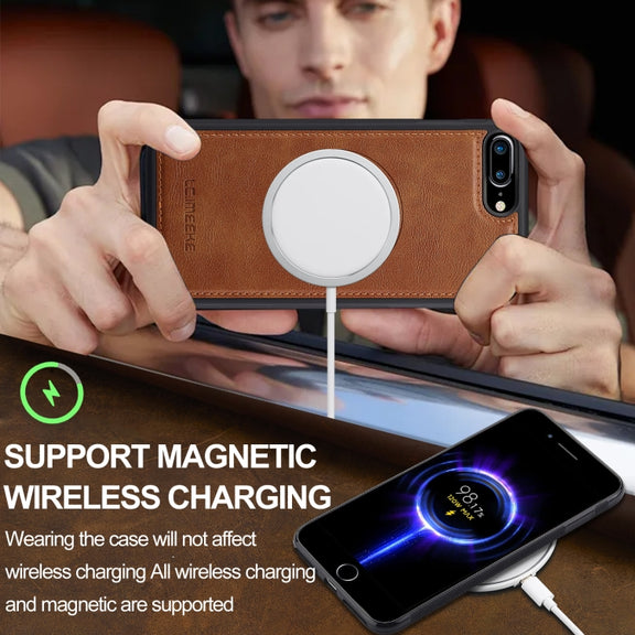 For iPhone 16e LC.IMEEKE L3 Series Detachable RFID Card Bag Magsafe Phone Case(Brown)