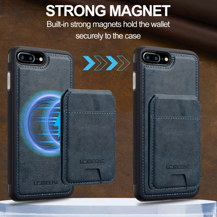 For iPhone 16e LC.IMEEKE L3 Series Detachable RFID Card Bag Magsafe Phone Case(Blue)