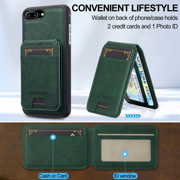 For iPhone SE 2024 LC.IMEEKE L3 Series Detachable RFID Card Bag Magsafe Phone Case(Green)