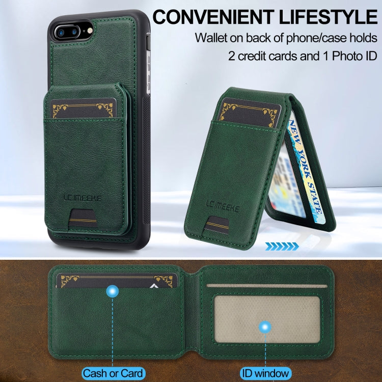 For iPhone SE 2024 LC.IMEEKE L3 Series Detachable RFID Card Bag Magsafe Phone Case(Green)