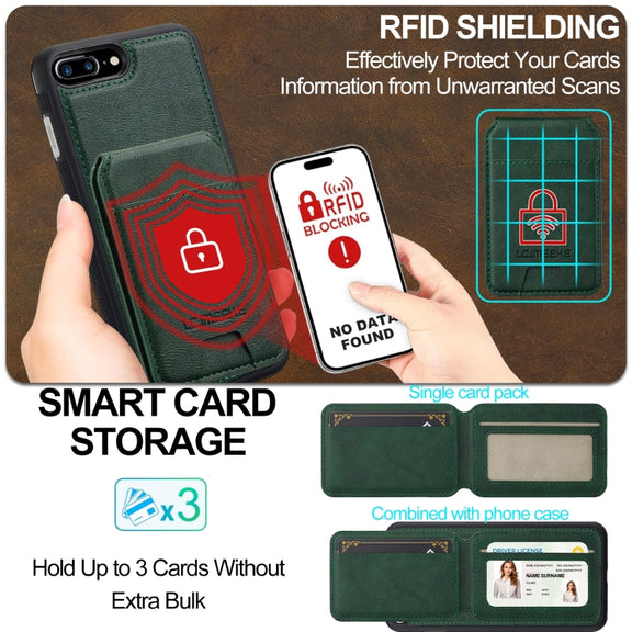 For iPhone SE 2024 LC.IMEEKE L3 Series Detachable RFID Card Bag Magsafe Phone Case(Green)