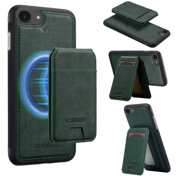 For iPhone SE 2024 LC.IMEEKE L3 Series Detachable RFID Card Bag Magsafe Phone Case(Green)