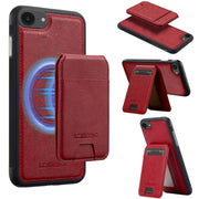 For iPhone 16e LC.IMEEKE L3 Series Detachable RFID Card Bag Magsafe Phone Case(Red)