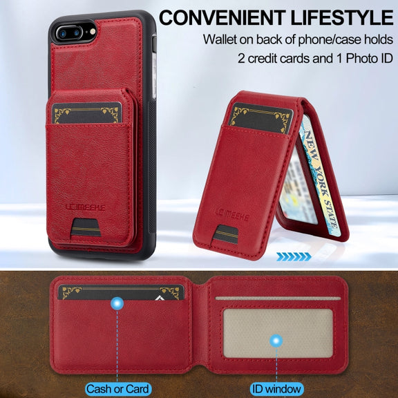 For iPhone 16e LC.IMEEKE L3 Series Detachable RFID Card Bag Magsafe Phone Case(Red)