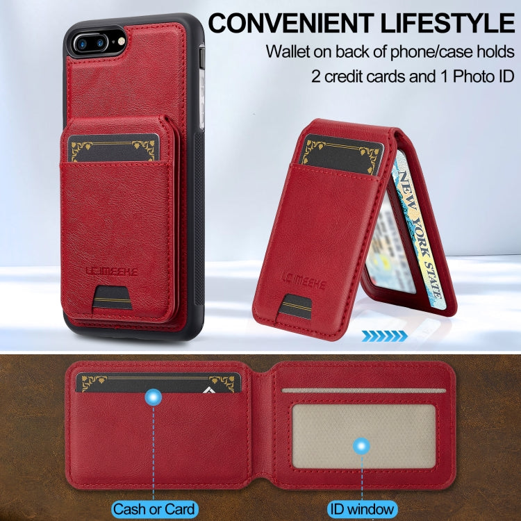 For iPhone 16e LC.IMEEKE L3 Series Detachable RFID Card Bag Magsafe Phone Case(Red)