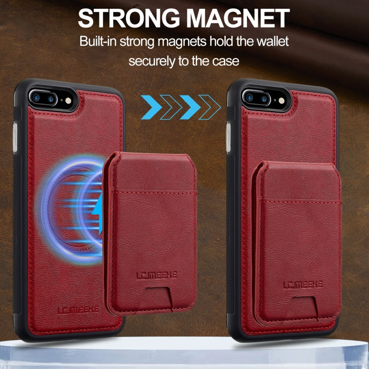 For iPhone 16e LC.IMEEKE L3 Series Detachable RFID Card Bag Magsafe Phone Case(Red)