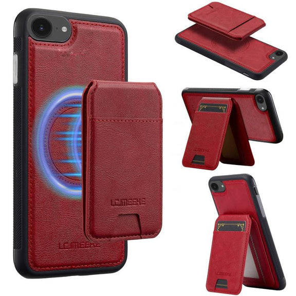 For iPhone 16e LC.IMEEKE L3 Series Detachable RFID Card Bag Magsafe Phone Case(Red)