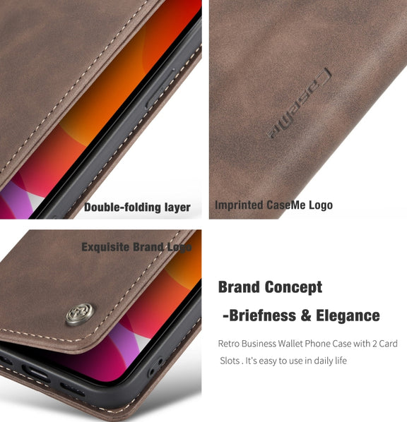 For iPhone 12 Pro Max CaseMe-013 Multifunctional Retro Frosted Horizontal Flip Leather Case with Card Slot & Holder & Wallet(Coffee)