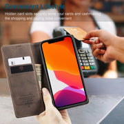 For iPhone 12 Pro Max CaseMe-013 Multifunctional Retro Frosted Horizontal Flip Leather Case with Card Slot & Holder & Wallet(Coffee)