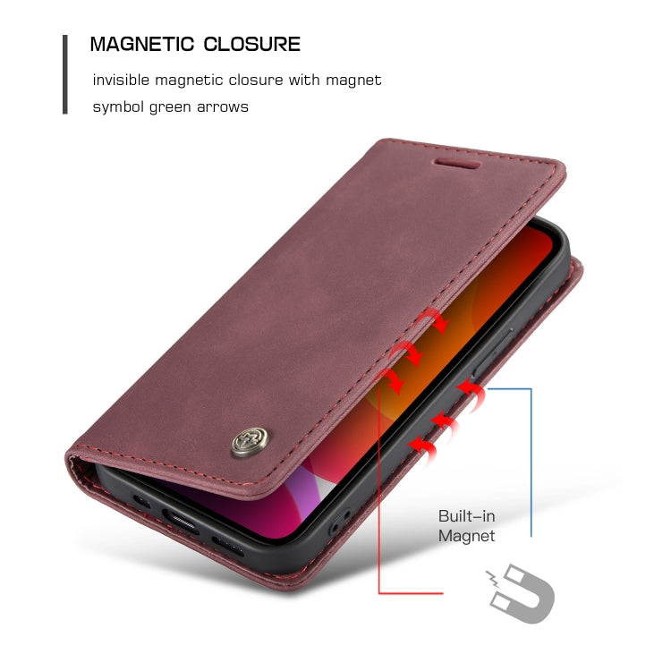For iPhone 12 Pro Max CaseMe-013 Multifunctional Retro Frosted Horizontal Flip Leather Case with Card Slot & Holder & Wallet(Wine Red)