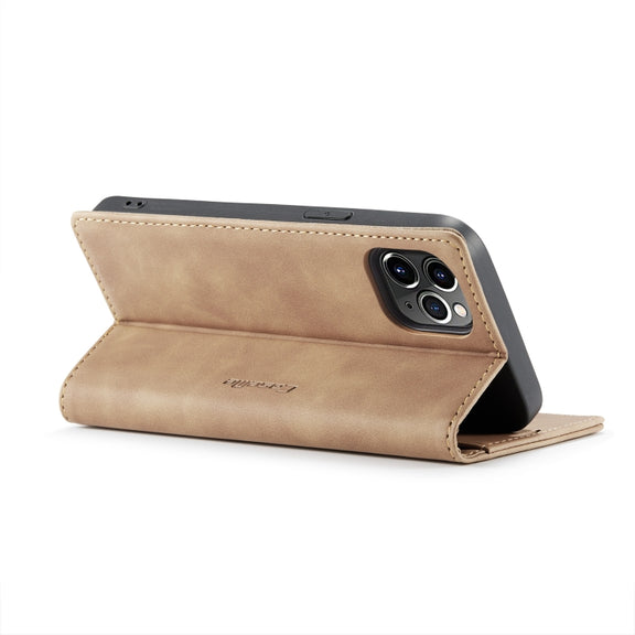 For iPhone 12 Pro Max CaseMe-013 Multifunctional Retro Frosted Horizontal Flip Leather Case with Card Slot & Holder & Wallet(Brown)