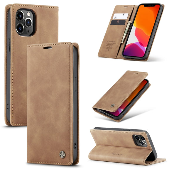 For iPhone 12 Pro Max CaseMe-013 Multifunctional Retro Frosted Horizontal Flip Leather Case with Card Slot & Holder & Wallet(Brown)