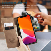 For iPhone 12 Pro Max CaseMe-013 Multifunctional Retro Frosted Horizontal Flip Leather Case with Card Slot & Holder & Wallet(Brown)