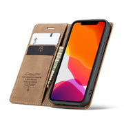 For iPhone 12 mini CaseMe-013 Multifunctional Retro Frosted Horizontal Flip Leather Case with Card Slot & Holder & Wallet(Brown)