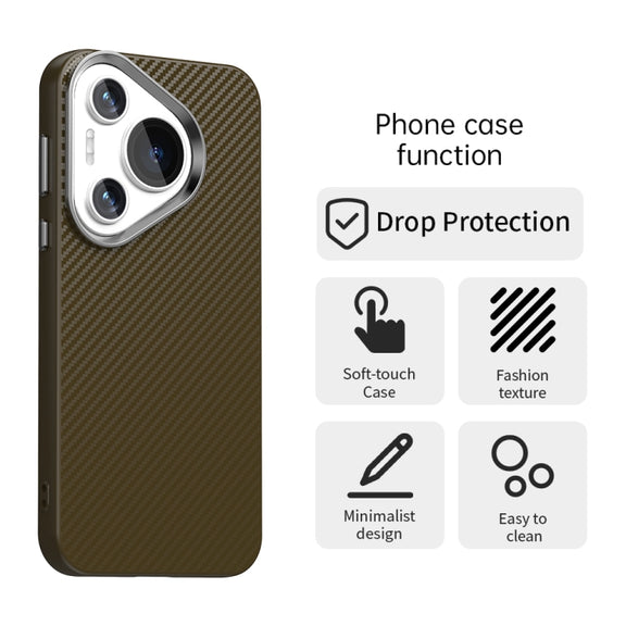 For Huawei Pura 70 Carbon Fiber Series IMD Phone Case(Brown)