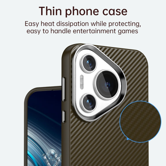For Huawei Pura 70 Carbon Fiber Series IMD Phone Case(Brown)