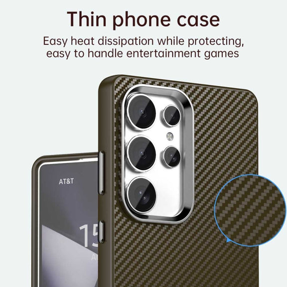 For Samsung Galaxy S25 Ultra 5G Carbon Fiber Series IMD Phone Case(Brown)