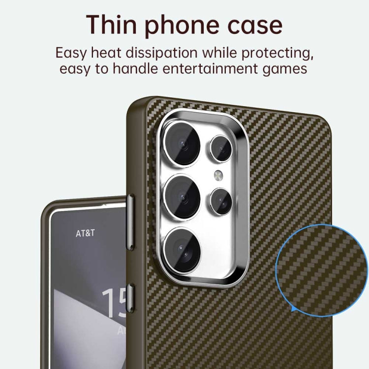 For Samsung Galaxy S25 Ultra 5G Carbon Fiber Series IMD Phone Case(Brown)