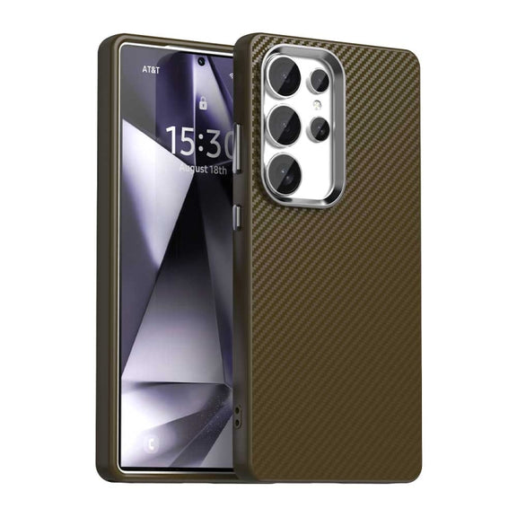 For Samsung Galaxy S25 Ultra 5G Carbon Fiber Series IMD Phone Case(Brown)