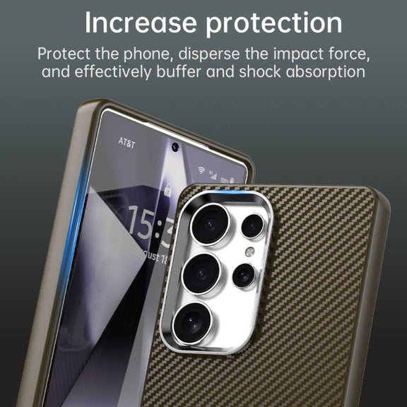 For Samsung Galaxy S25 Ultra 5G Carbon Fiber Series IMD Phone Case(Brown)