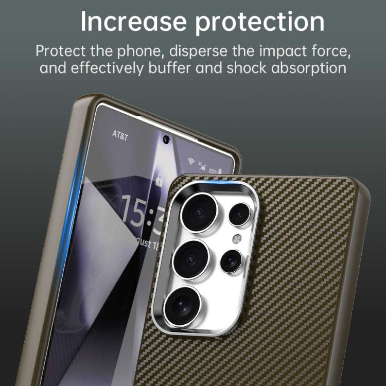 For Samsung Galaxy S25 Ultra 5G Carbon Fiber Series IMD Phone Case(Brown)