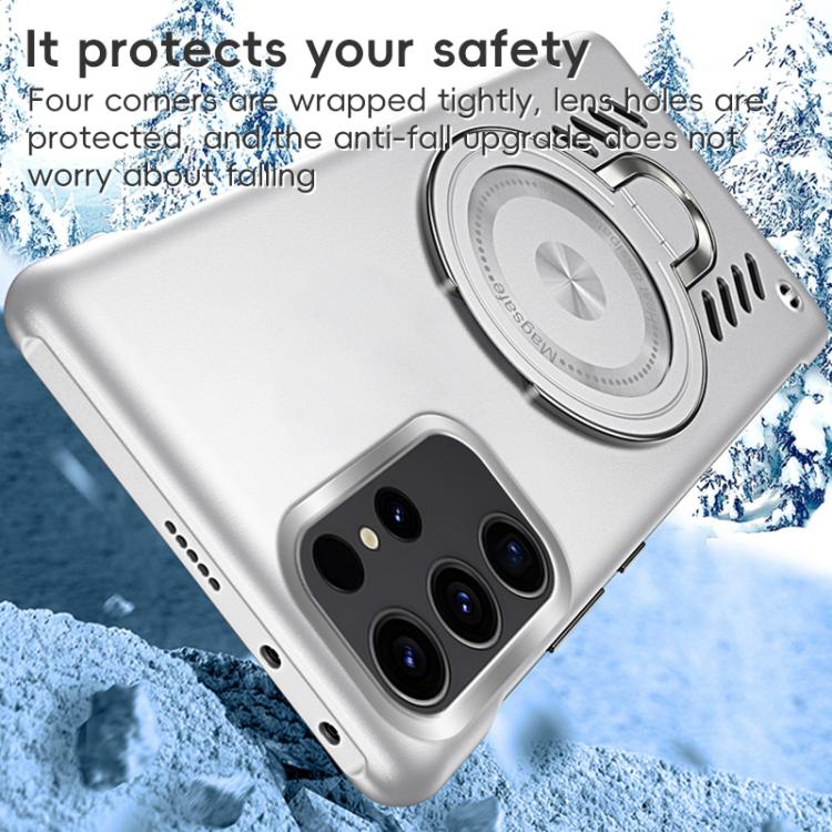 For Samsung Galaxy S25 Ultra 5G Ice Sense Series Graphene Cooling MagSafe Holder Phone Case(Orange)