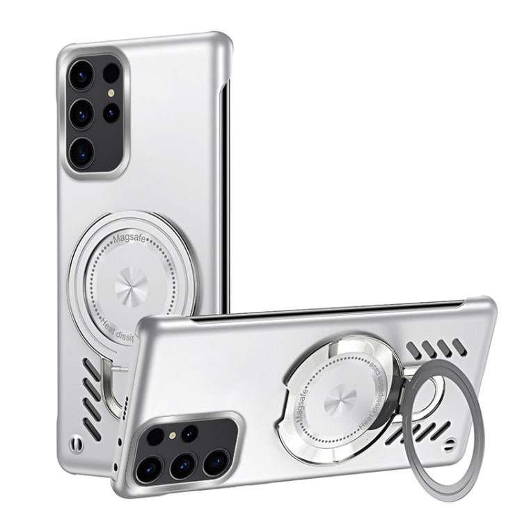 For Samsung Galaxy S25 Ultra 5G Ice Sense Series Graphene Cooling MagSafe Holder Phone Case(Silver)