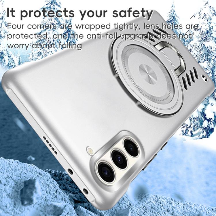 For Samsung Galaxy S25 5G Ice Sense Series Graphene Cooling MagSafe Holder Phone Case(Black)