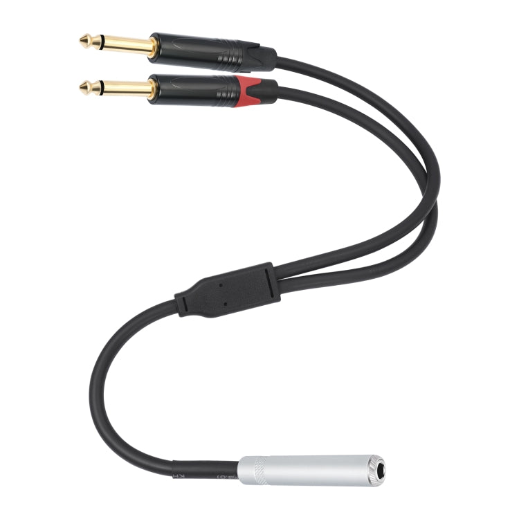 6.35mm 1/4 TRS Stereo Female to Dual Male Y-type Audio Cable, Length:50cm