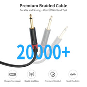 6.35mm 1/4 TRS Stereo Female to Dual Male Y-type Audio Cable, Length:50cm