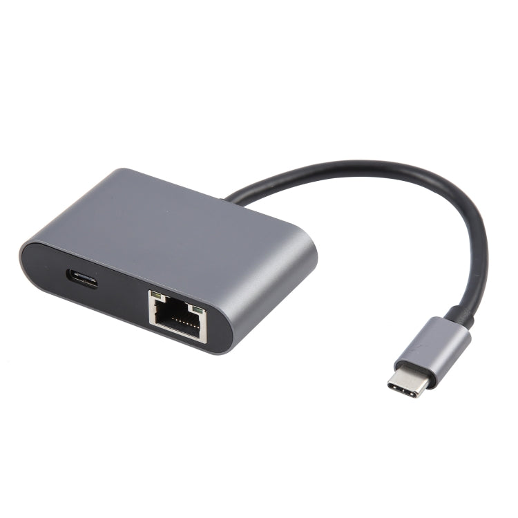 4 in 1 USB-C / Type-C 3.1 to RJ45, PD and USB x 2 Ethernet Adapter Cable(Grey)