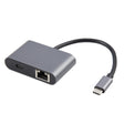 4 in 1 USB-C / Type-C 3.1 to RJ45, PD and USB x 2 Ethernet Adapter Cable(Grey) - Cable & Adapters by PMC TechLife | Online Shopping South Africa | PMC TechLife | Buy Now Pay Later Mobicred