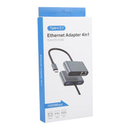 4 in 1 USB-C / Type-C 3.1 to RJ45, PD and USB x 2 Ethernet Adapter Cable(Grey)
