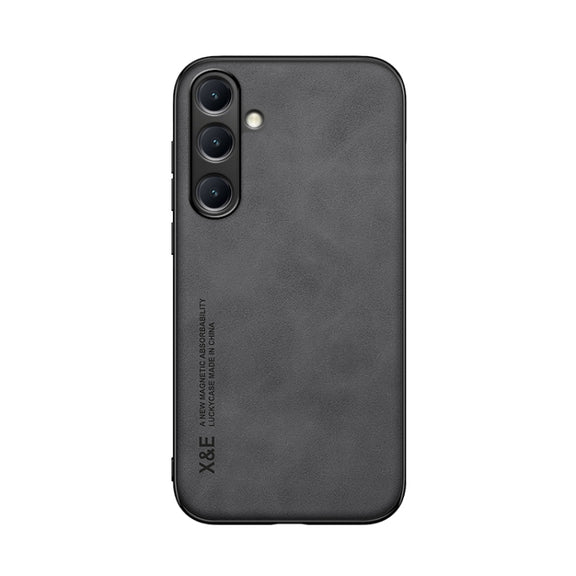 For Samsung Galaxy S25 5G Skin Feel Magnetic Leather Back Phone Case(Dark Grey)