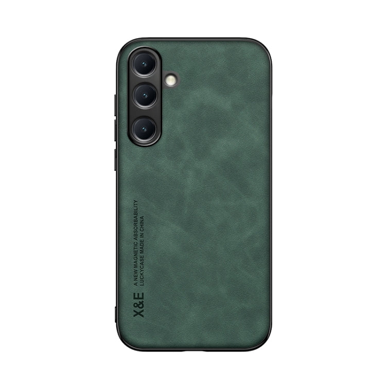 For Samsung Galaxy S25 5G Skin Feel Magnetic Leather Back Phone Case(Green)