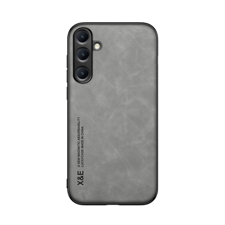For Samsung Galaxy S25+ 5G Skin Feel Magnetic Leather Back Phone Case(Light Grey)