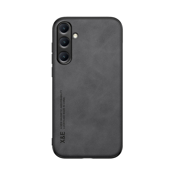 For Samsung Galaxy S25+ 5G Skin Feel Magnetic Leather Back Phone Case(Dark Grey)
